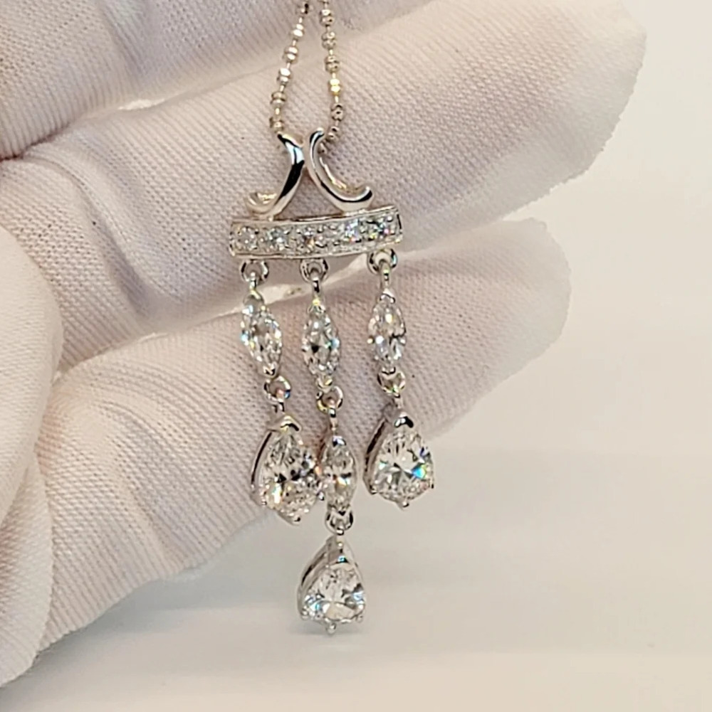 NWOT 925 Sterling Silver Cubic Zirconia White gold plated necklace - Picture 5 of 5